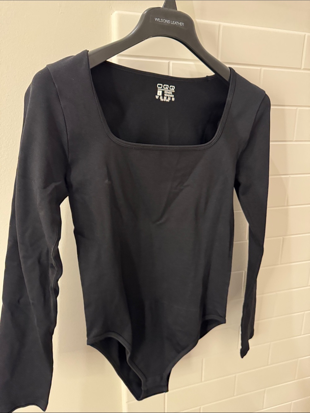 Classic Black Long-Sleeve Square Neck Bodysuit